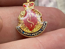 Load image into Gallery viewer, Original British Royal Army Medical Corps - Gilt and Enamel Pin Back Brooch
