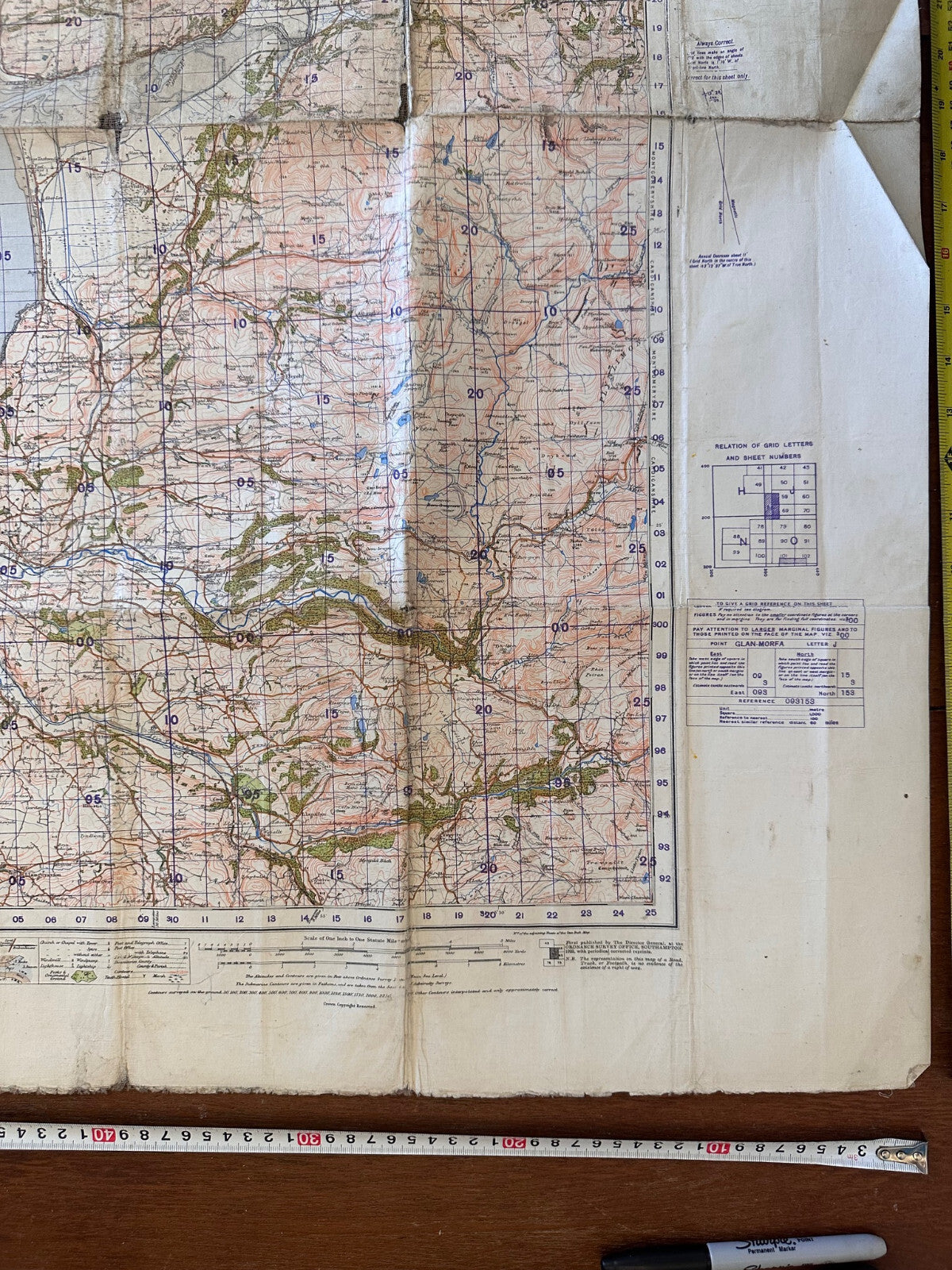 Original WW2 British Army GSGS OS Map Great Britain - Barmouth & Aberystwyth - The Militaria Shop