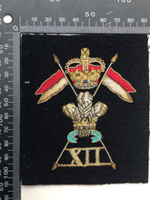 Load image into Gallery viewer, British Army Bullion Embroidered Blazer Badge - 12th Lancers
