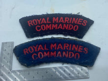 Load image into Gallery viewer, Original British Army Royal Marines Commando Shoulder Badges - 1 Black &amp; 1 Blue
