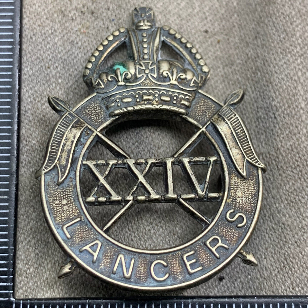 Original WW2 British Army 24th Lancers Cap Badge