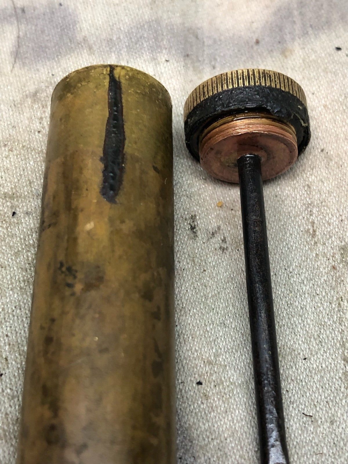 Original WW1 British Army SMLE Enfield Brass Oil Bottle - EFD Marked - The Militaria Shop