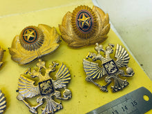 Load image into Gallery viewer, 6 Original Soviet Union USSR Cap Badges with Rear Fixing Pins - Group Lot
