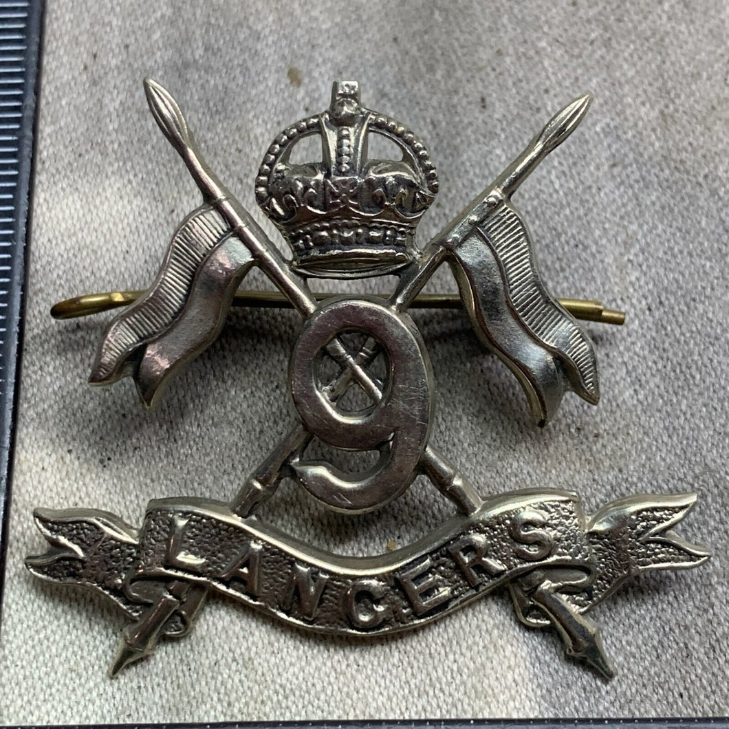 Original WW2 British Army 9th Queen's Royal Lancers Cap Badge