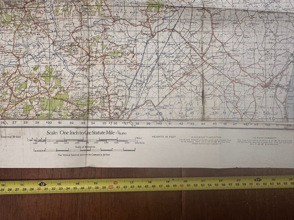 Original WW2 British Army GSGS OS Map of Great Britain - Weald of Kent - The Militaria Shop