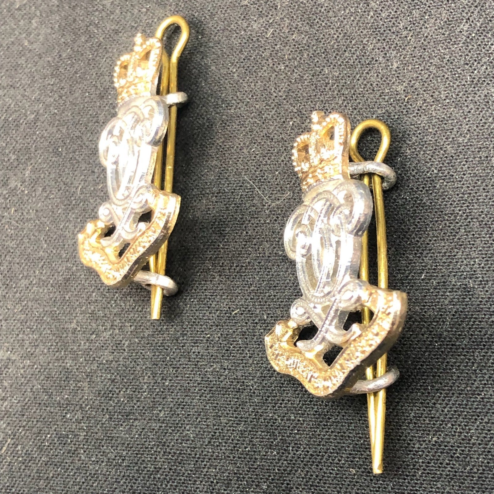 Original British Collar Badge Pair - The Queen's Own Hussars - The Militaria Shop