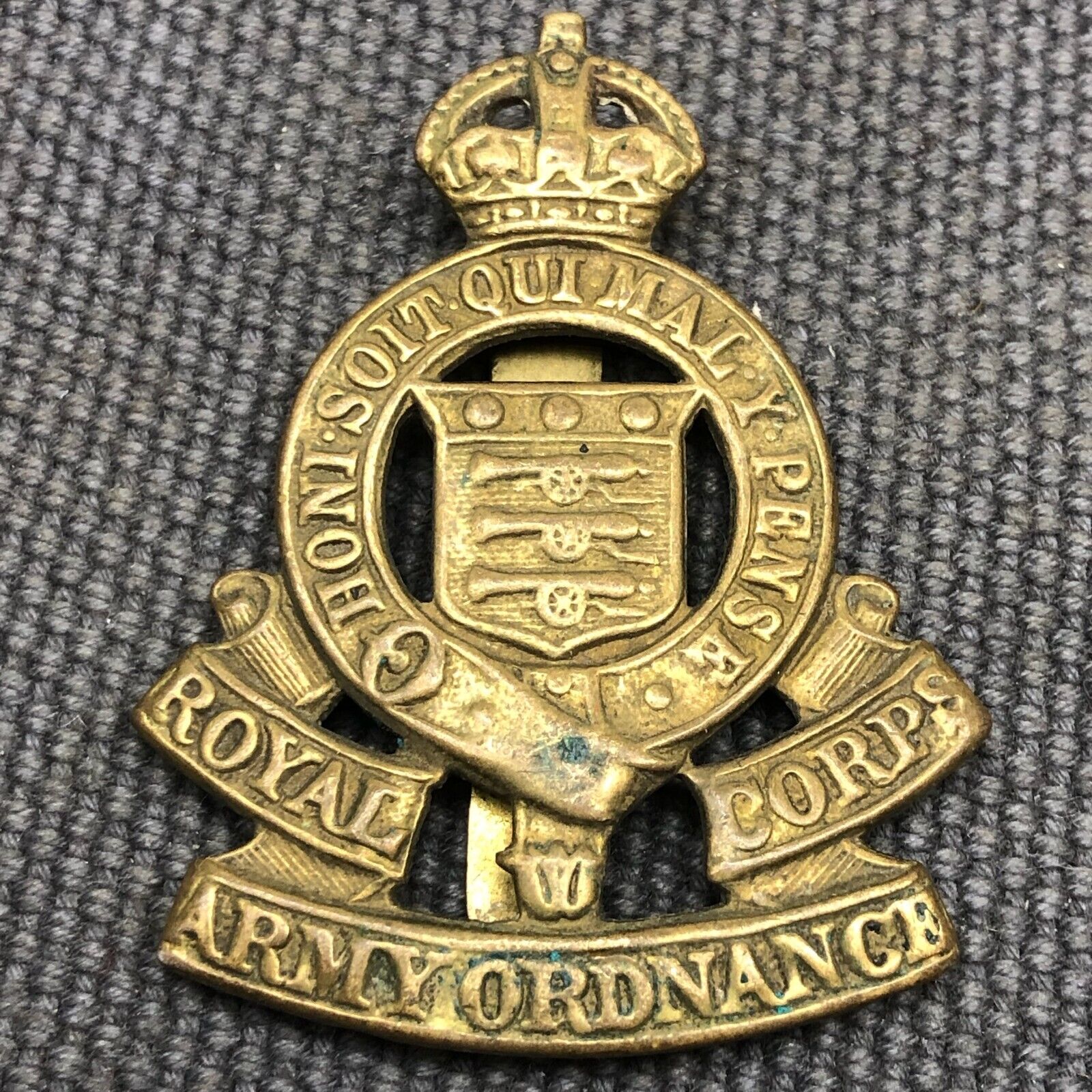 Original WW2 British Army Cap Badge - Royal Army Ordnance Corps - The Militaria Shop