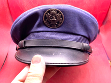 Load image into Gallery viewer, Original US Air Force Blue Peaked Cap with Front Badge - Size 58
