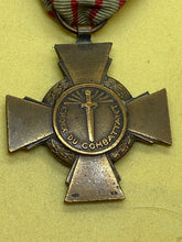 Load image into Gallery viewer, WW1 / WW2 French Croix du Combatant Medal - Original with Ribbon
