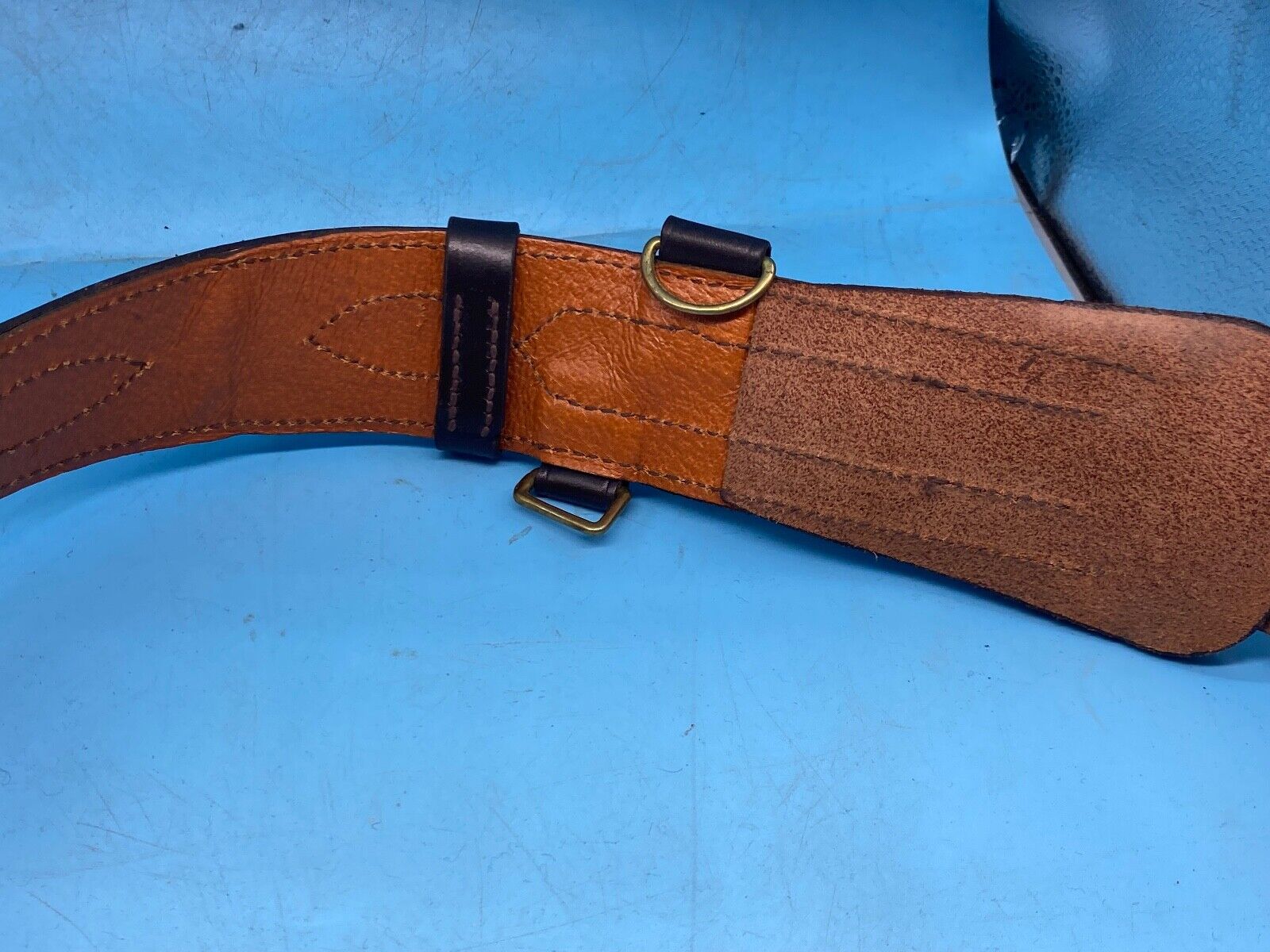 Original British Army Officer's Sam Browne Leather Belt - Approx 38" Waist - The Militaria Shop