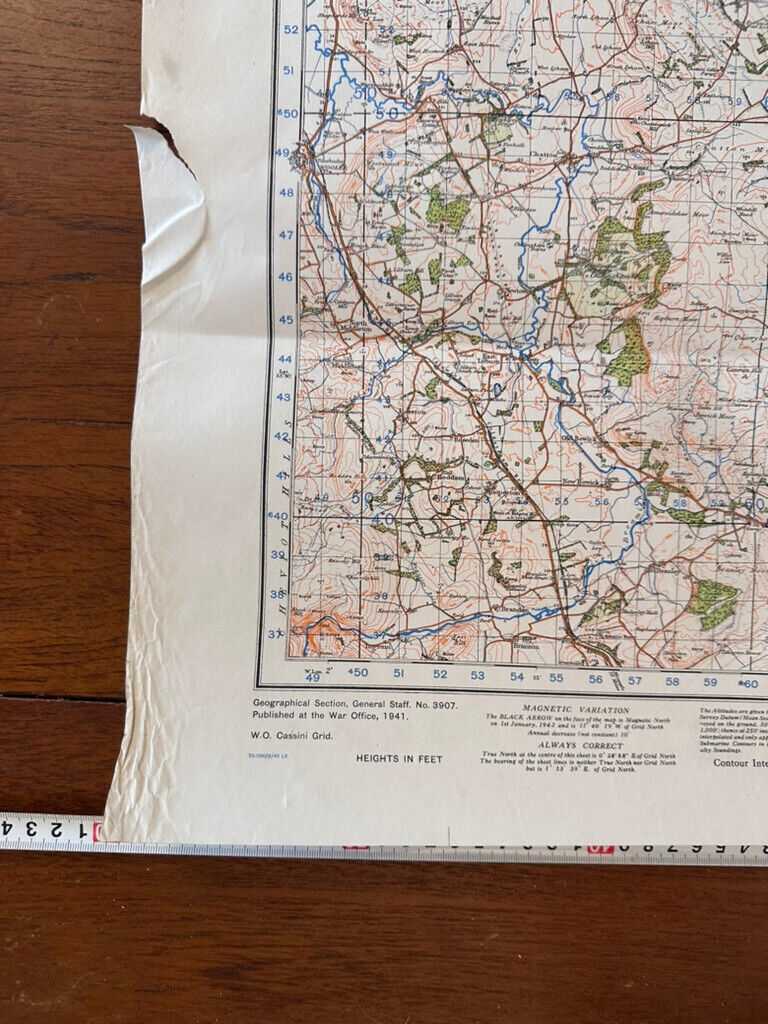 Original WW2 British Army GSGS OS Map of England & Wales - Holy Island - The Militaria Shop
