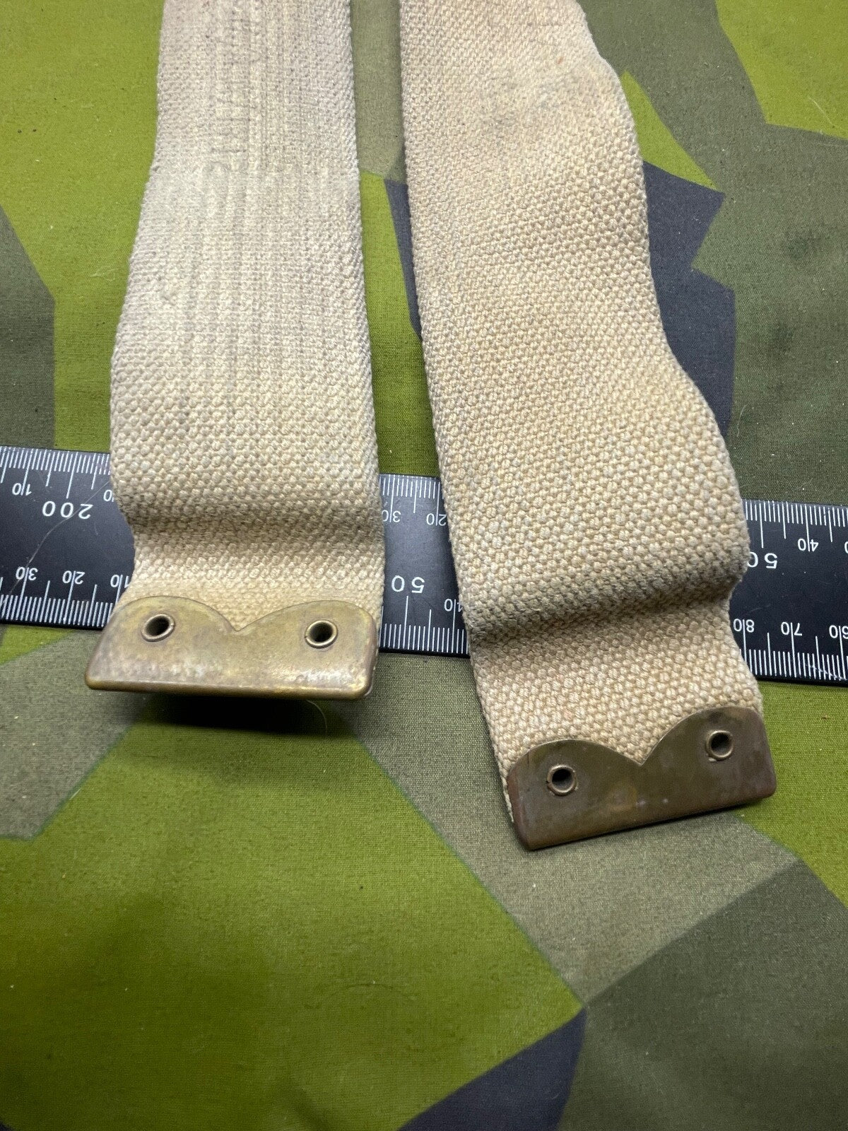 Original WW2 British Army Matching Pair of L-Straps ME Co. Marked - The Militaria Shop