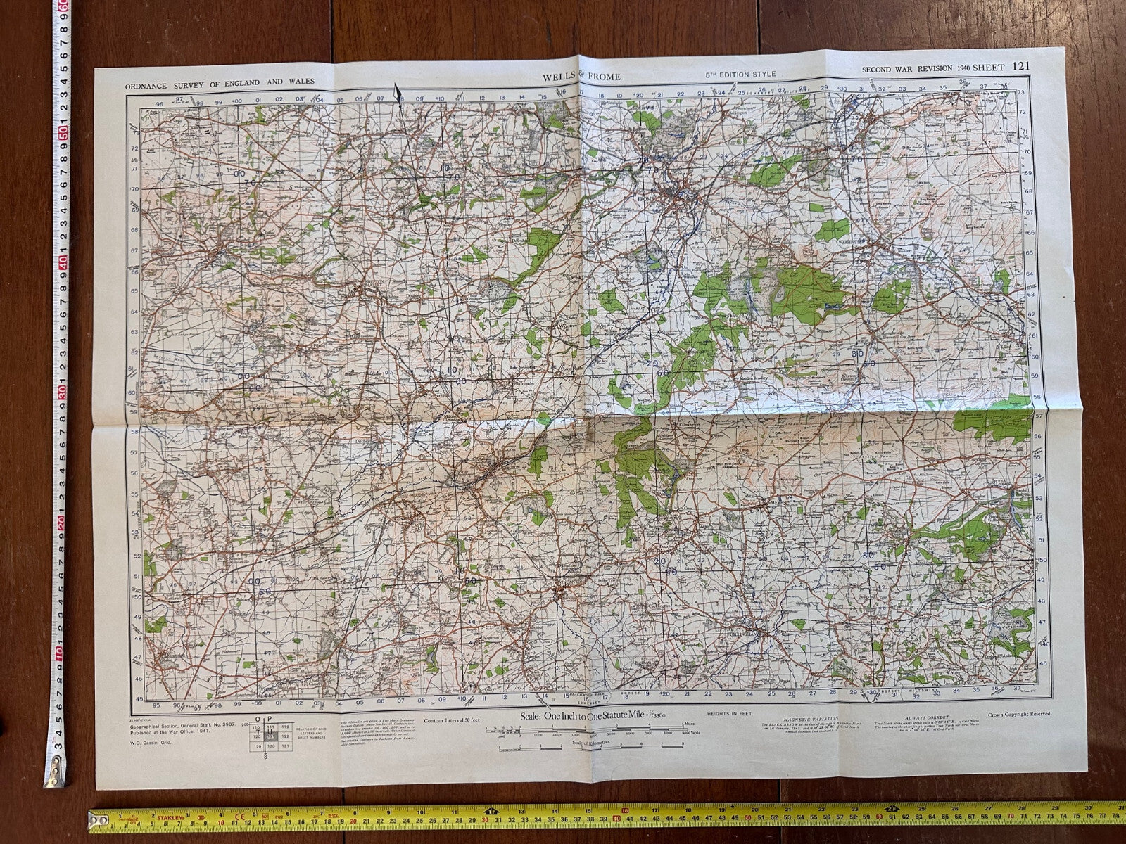Original WW2 British Army GSGS OS Map of England - Wells & Frome - The Militaria Shop