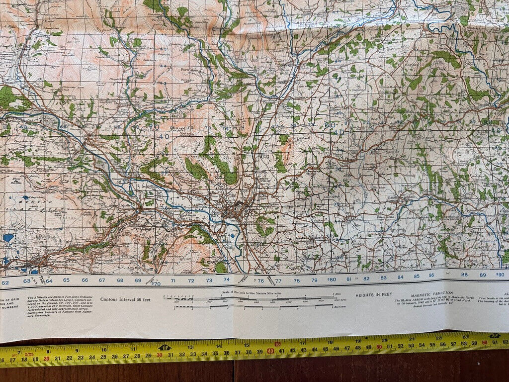Original WW2 British Army GSGS OS Map of England & Wales - Abergavenny - The Militaria Shop