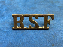 Load image into Gallery viewer, Original WW2 British Army Royal Scots Fusiliers (R.S.F.) Brass Shoulder Title
