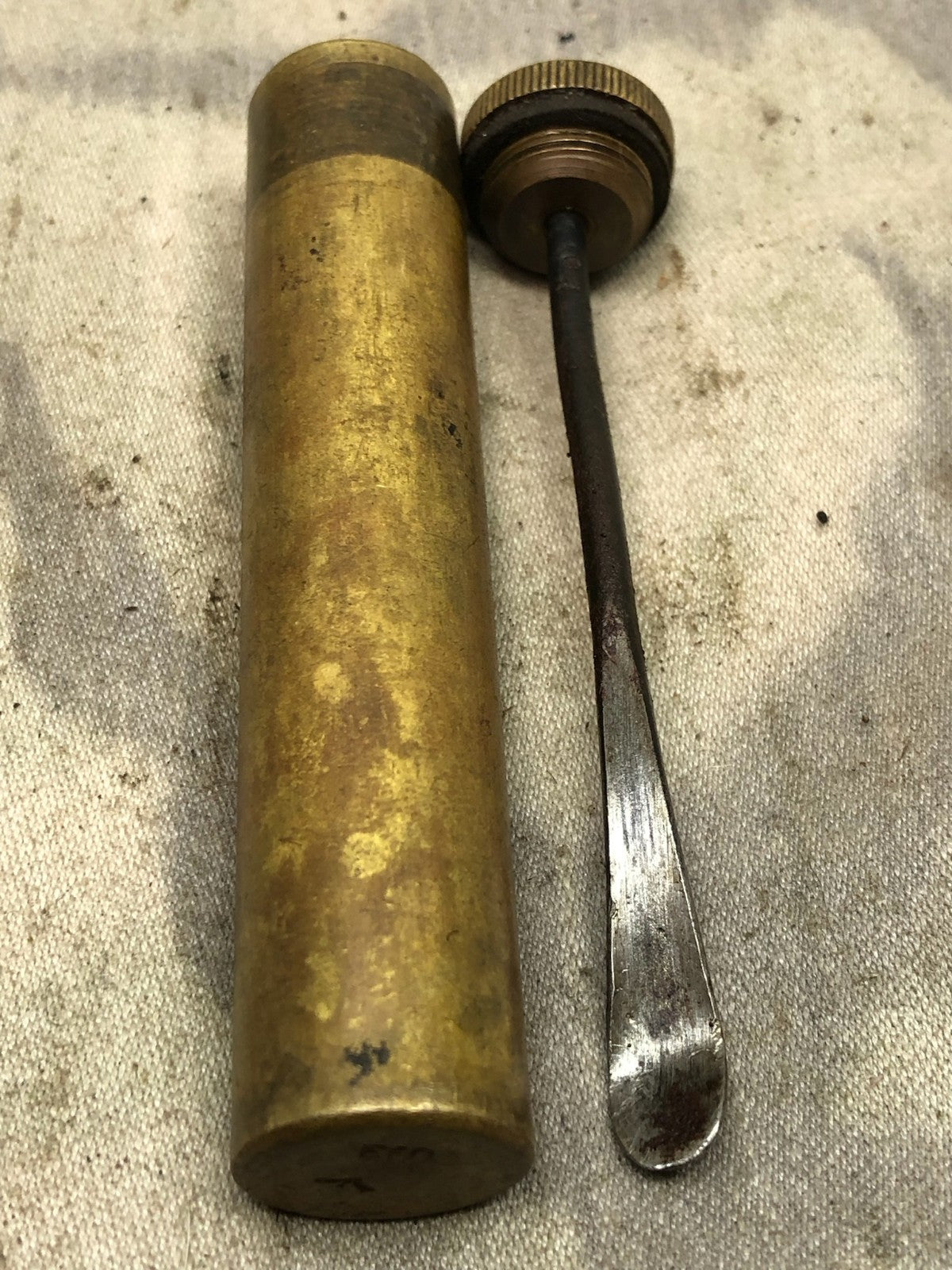 Original WW1 British Army SMLE Enfield Brass Oil Bottle - EFD Marked - The Militaria Shop