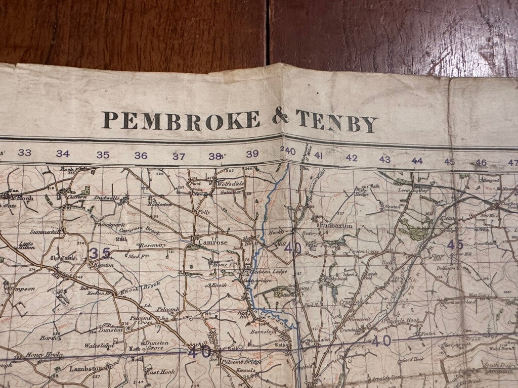 Original WW2 British Army GSGS OS Map of Great Britain - Pembroke & Tenby - The Militaria Shop