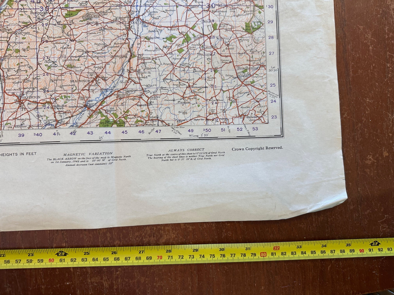 Original WW2 British Army GSGS OS Map of England - Tiverton - The Militaria Shop