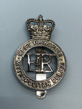 Load image into Gallery viewer, Genuine Obsolete West Yorkshire Metropolitan Police Cap Badge - Queen&#39;s Crown
