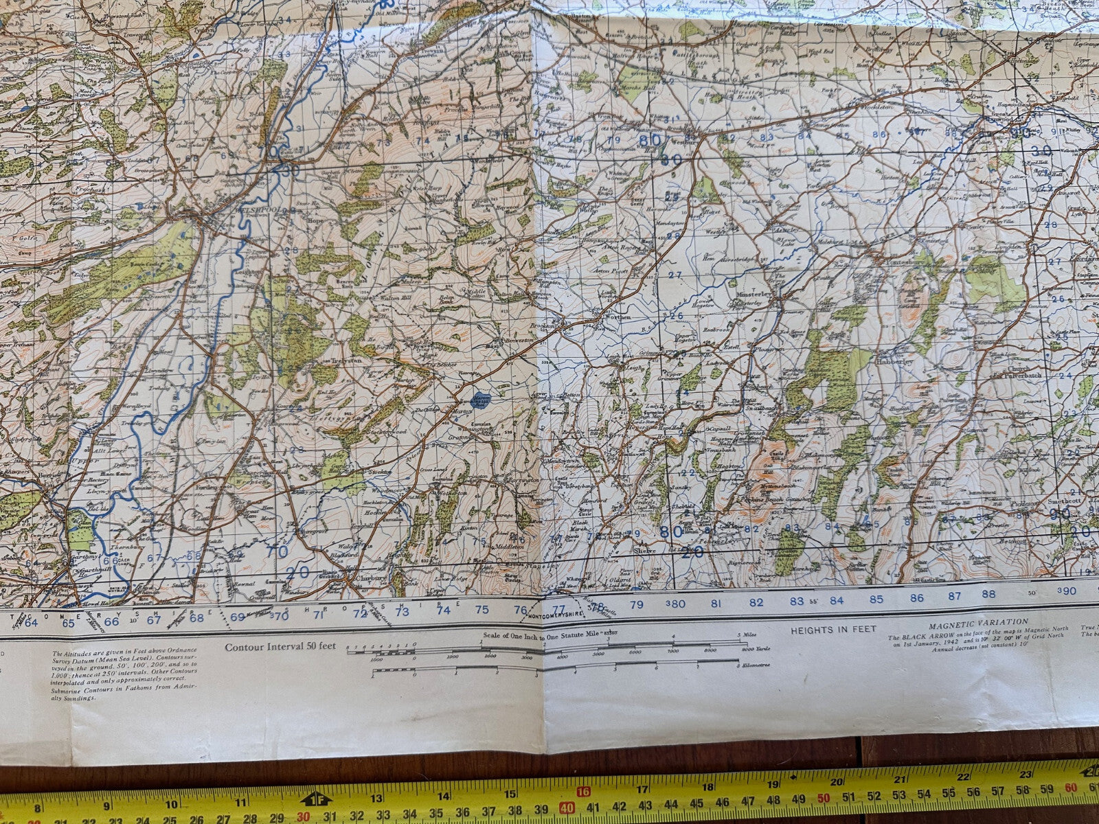 Original WW2 British Army GSGS OS Map Great Britain - Shrewsbury & Welshpool - The Militaria Shop