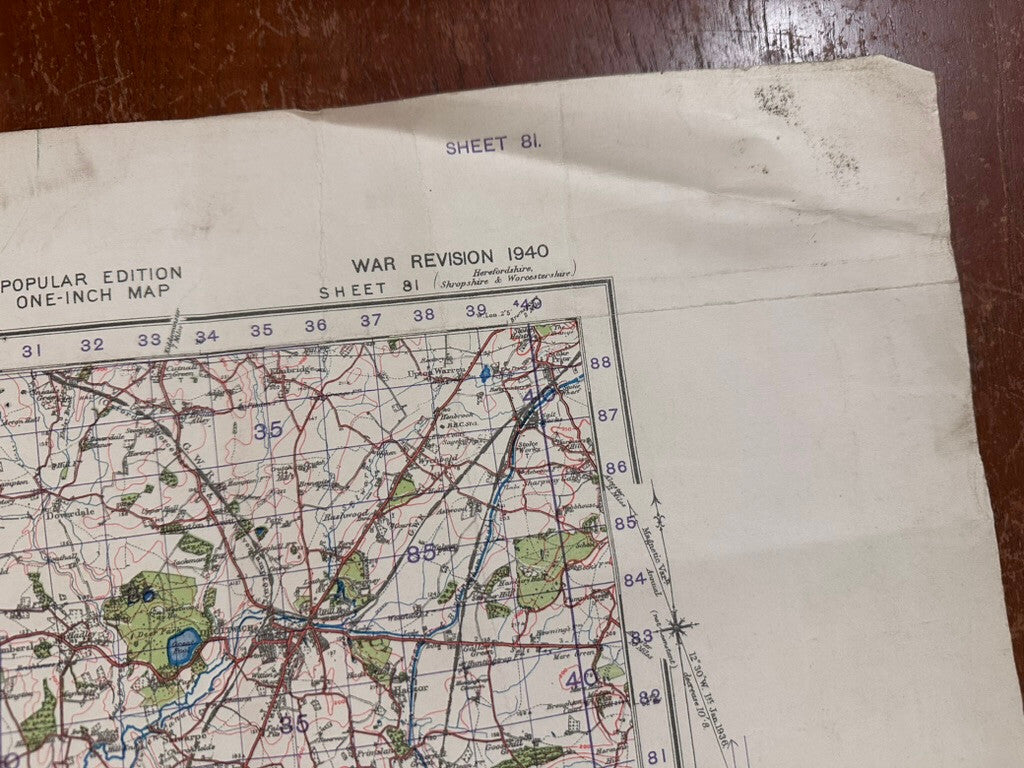Original WW2 British Army GSGS OS Map of Great Britain - Worcester - The Militaria Shop