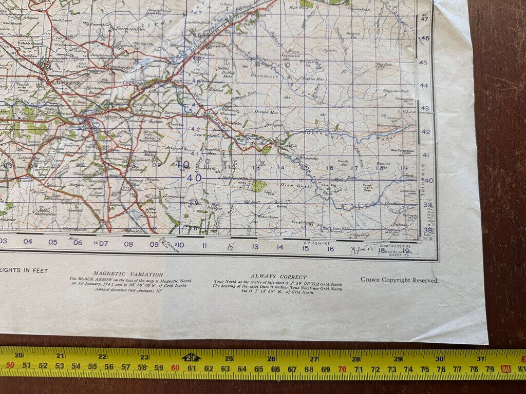 Original WW2 British Army GSGS OS Map of Scotland - Kilmarnock & Ayr - The Militaria Shop