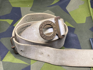 Original British Army Buff White Leather Belt - Somerset LI TA Marked- 36