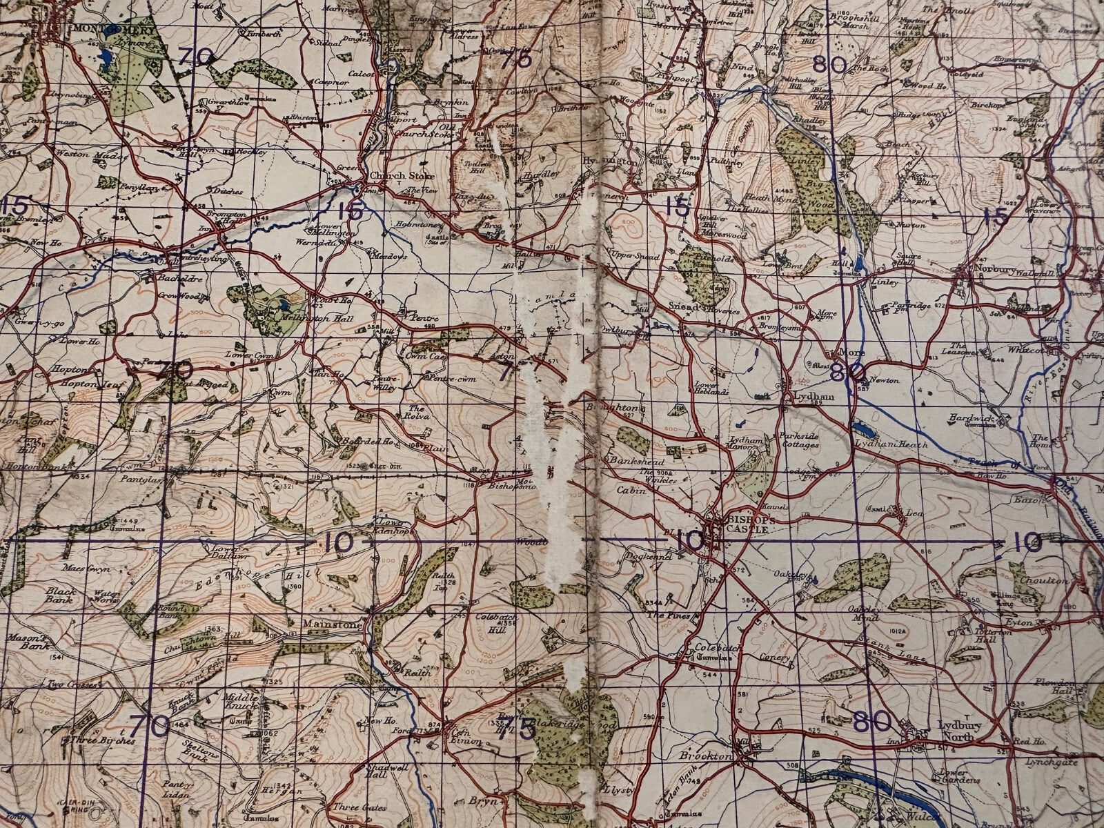 Original WW2 British Army GSGS OS Map of England - Bishop's Castle - The Militaria Shop