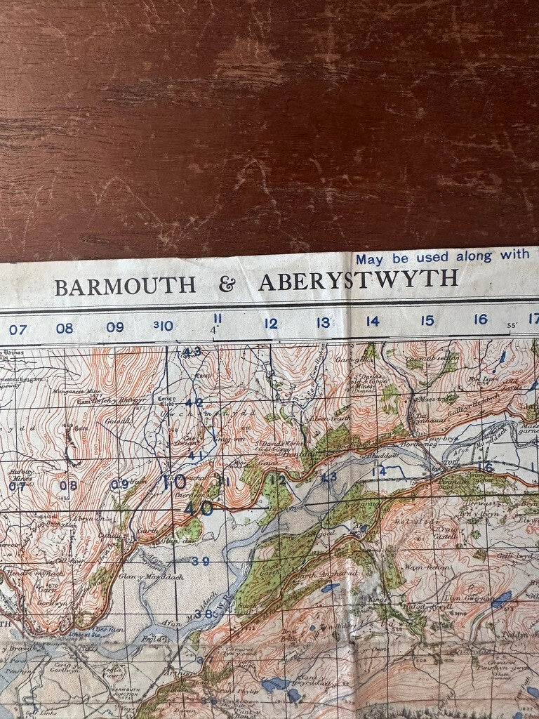 Original WW2 British Army OS Map of Great Britain - Barmouth & Aberystwyth - The Militaria Shop