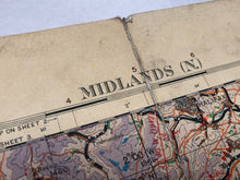 Load image into Gallery viewer, Original WW2 British Army / RAF Map Showing RAF Bases - Midlands North
