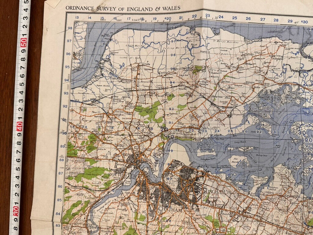 Original WW2 British Army GSGS OS Map England - Chatham & Maidstone - The Militaria Shop