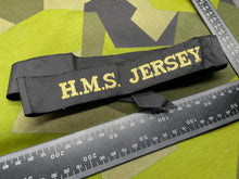 Load image into Gallery viewer, Original British Royal Navy HMS Jersey - Cap Tally - The Militaria Shop
