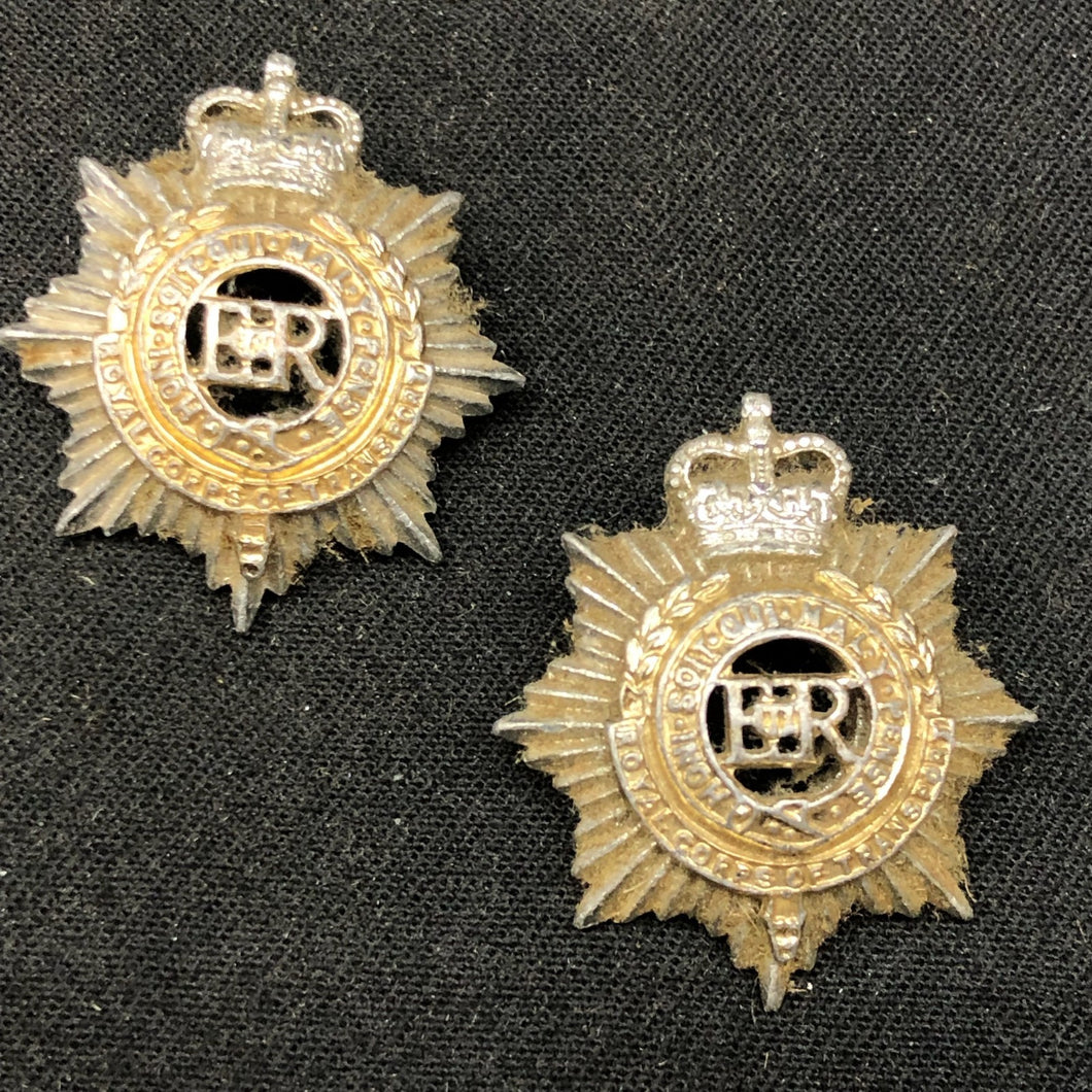 Original British Collar Badge Pair - Royal Army Service Corps - The Militaria Shop
