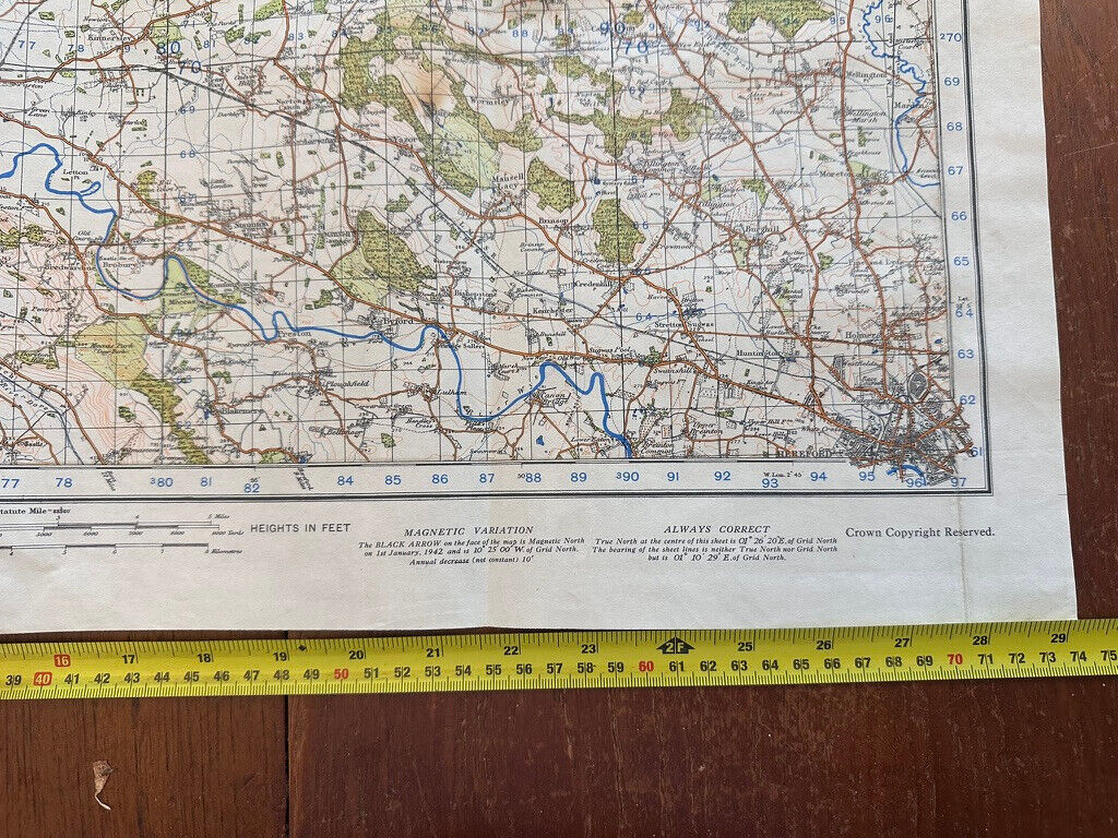 Original WW2 British Army OS Map of Great Britain - Kington - The Militaria Shop