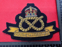 Load image into Gallery viewer, British Army Bullion Embroidered Blazer Badge - South Staffordshire -Kings Crown
