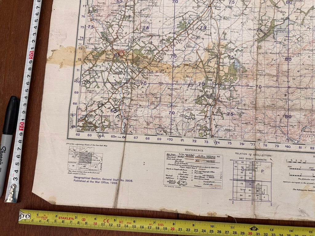 Original WW2 British Army GSGS Map of Scotland - Edinburgh - The Militaria Shop