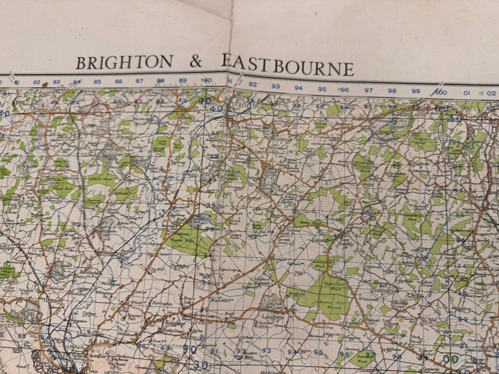 Original WW2 British Army GSGS OS Map of England - Brighton & Eastbourne - The Militaria Shop