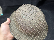 Load image into Gallery viewer, Original WW2 British Army Combat Helmet Complete with Liner &amp; Camouflage Net
