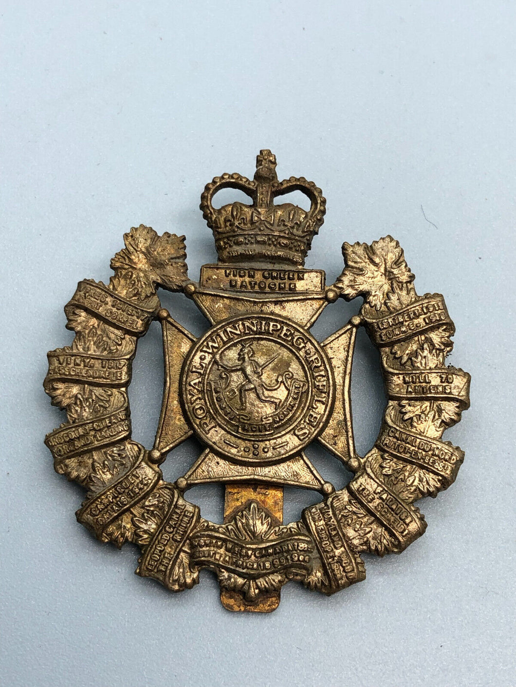 Genuine Canadian Army Royal Winnipeg Rifles Cap Badge - Queen's Crown