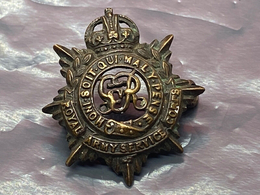 Original British Army WW1 GV Royal Army Service Corps Collar Badge