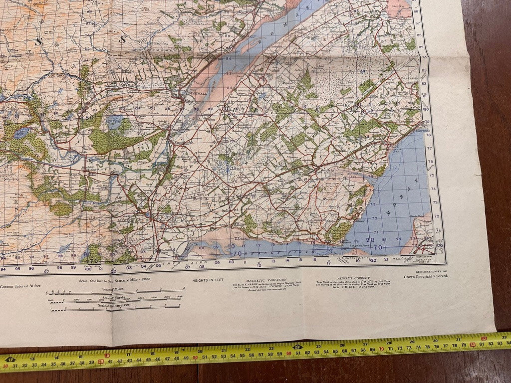 Original WW2 British Army GSGS Map of Scotland - Strathpeffer & Invergordon - The Militaria Shop