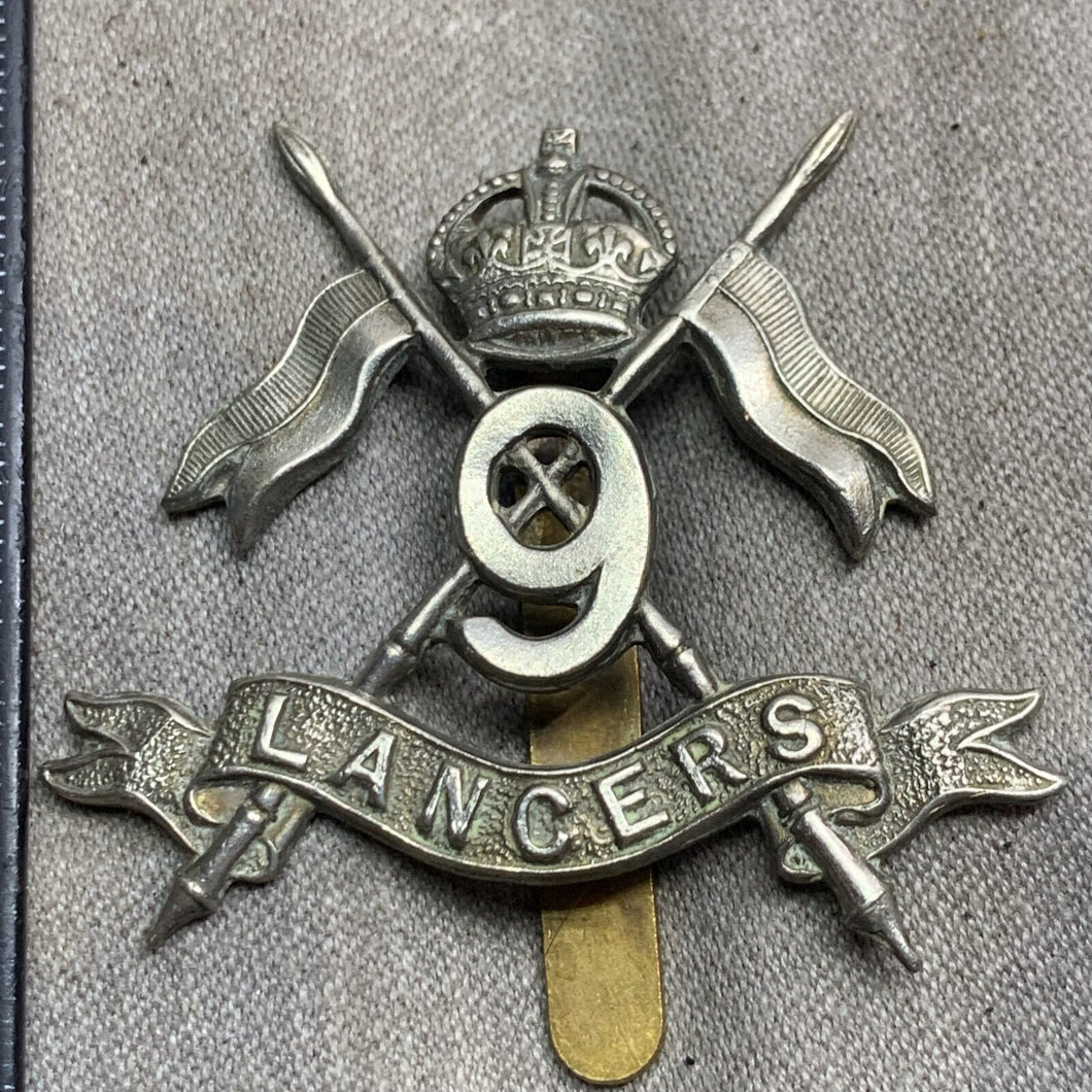 Original WW2 British Army 9th Queen's Royal Lancers Cap Badge