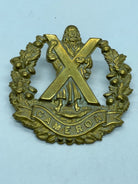 Original WW1 / WW2 British Army Cameron Highlanders Cap Badge in Brass - The Militaria Shop