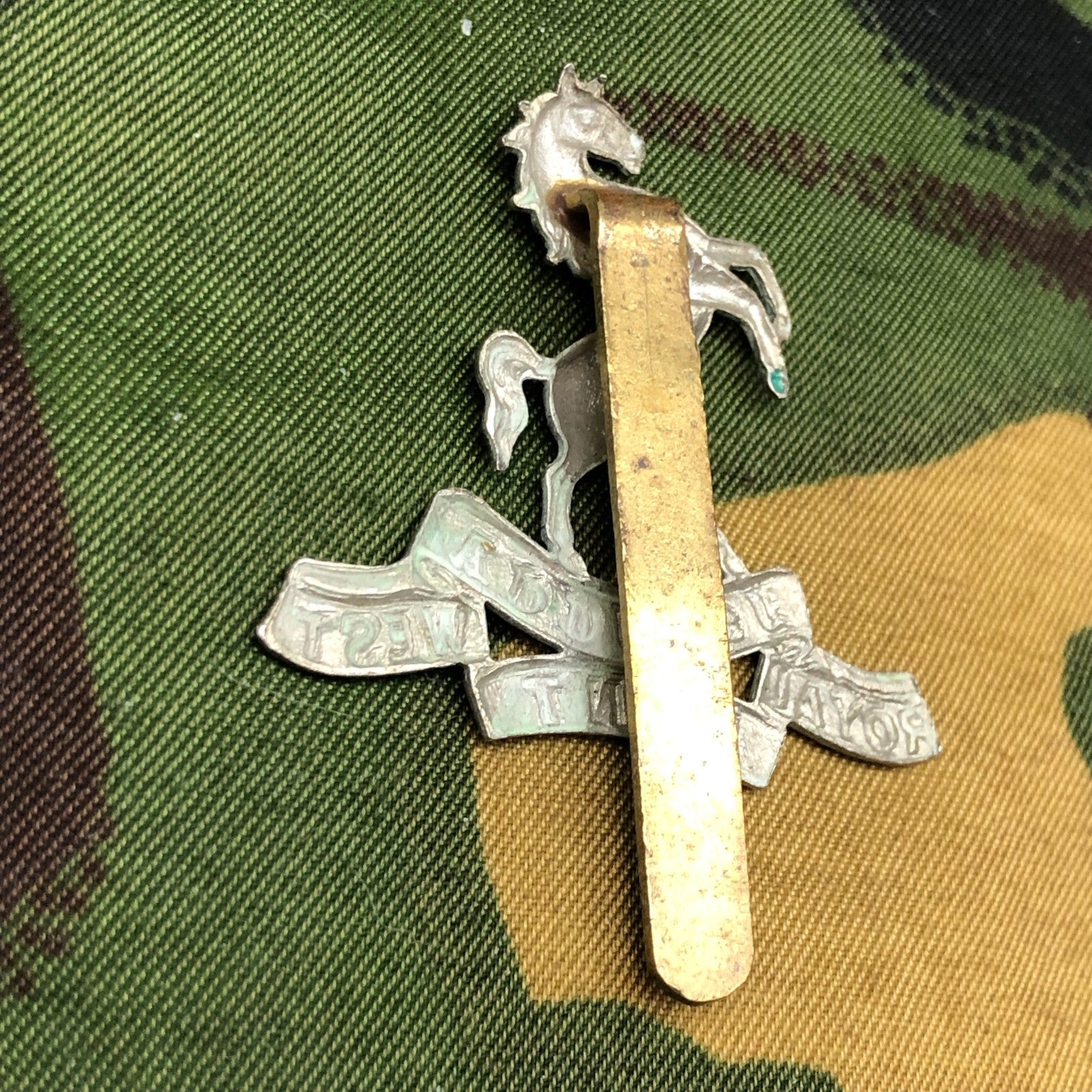 Original British Army WW2 Cap Badge - Queen's Own Royal West Kent Regiment - The Militaria Shop