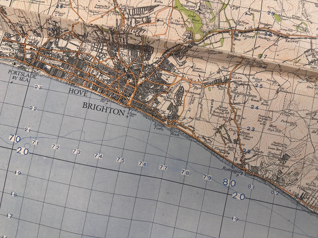 Original WW2 British Army GSGS OS Map of Great Britain - Brighton & Eastbourne - The Militaria Shop