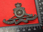 Original Queen's Crown British Army Officer's Royal Artillery Bronze Cap Badge - The Militaria Shop