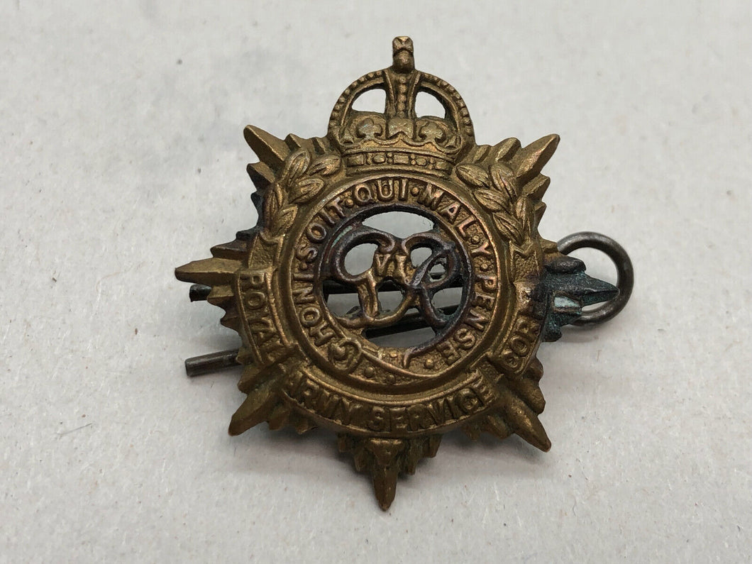 Original WW2 British Army Collar Badge - RASC Royal Army Service Corps