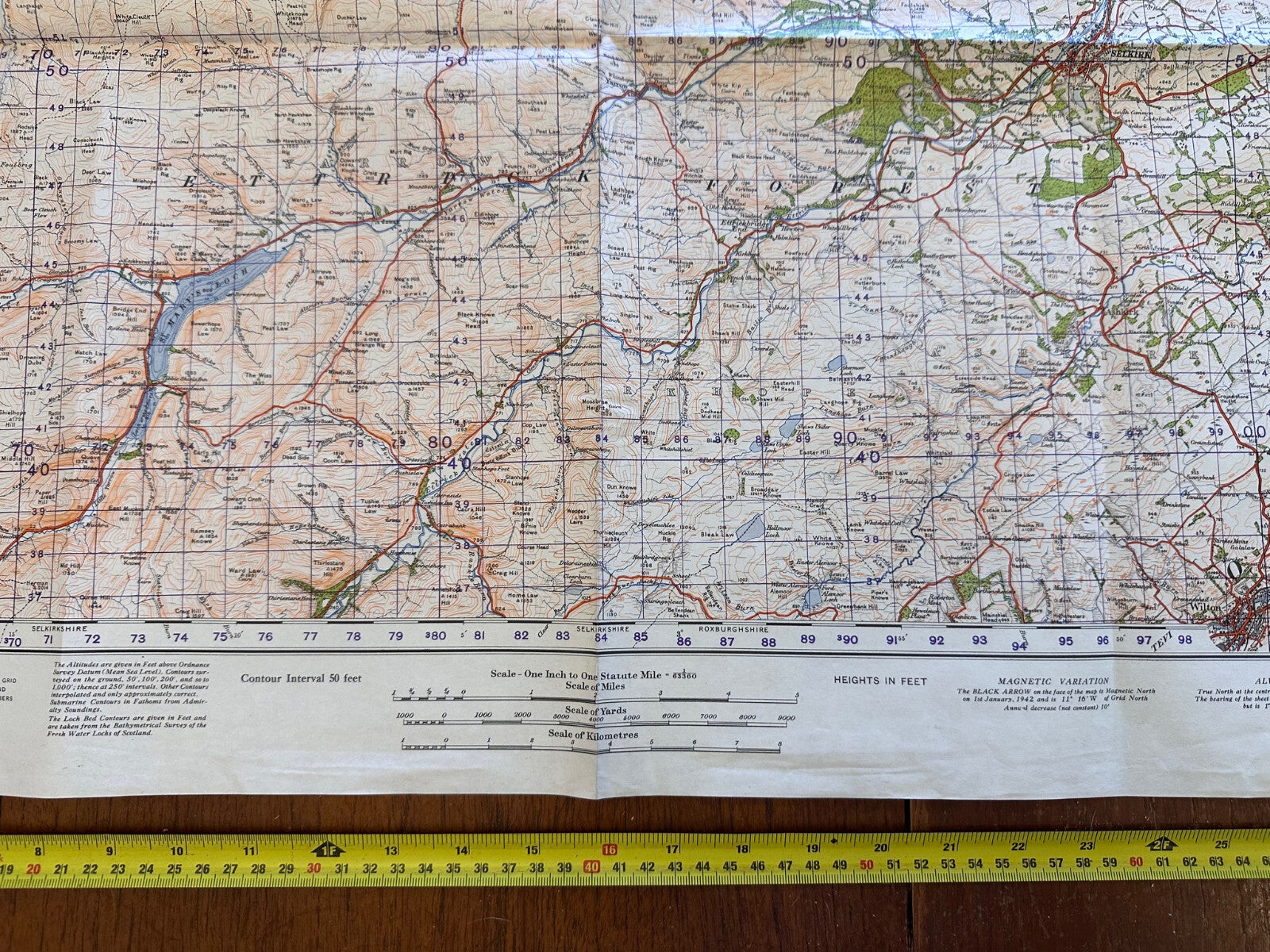 Original WW2 British Army GSGS Map of Scotland - Peebles & Galashiels - The Militaria Shop