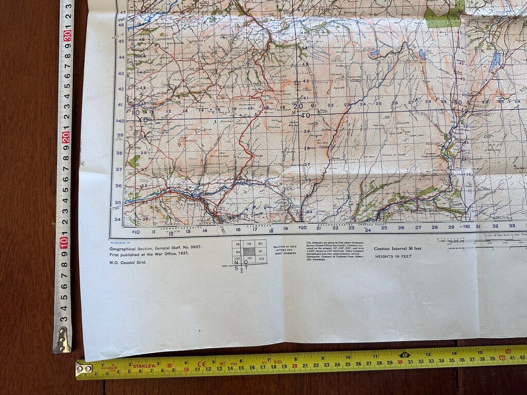 Original WW2 British Army GSGS OS Map of England & Wales - Brecon & Llandovery - The Militaria Shop