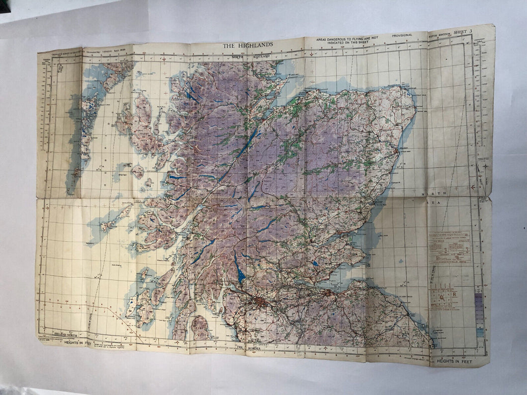 Original WW2 British Army / RAF Map - The Highlands Scotland